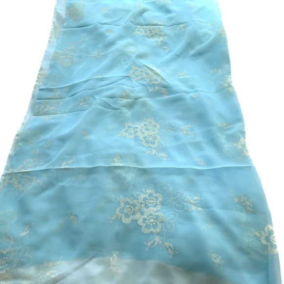 Fabric Sheer Sky Blue with White Flowers 43" Wide x 2  1/3 yards Lightweight - Picture 1 of 4